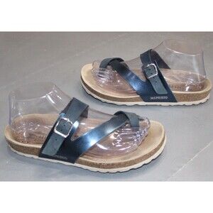 Mephisto Helen Sandals Womens EU 38 US 7 - 7.5 Blue Leather Cork Footbed Comfort